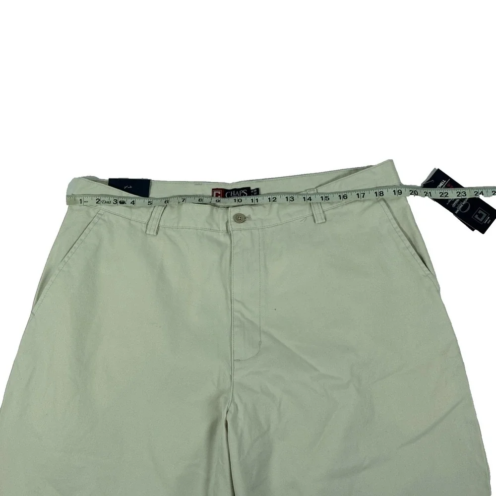Y2K Mens Chaps Mitchell Relaxed Fit Flat Front Cream Chino Pants Size 38x32 NWT